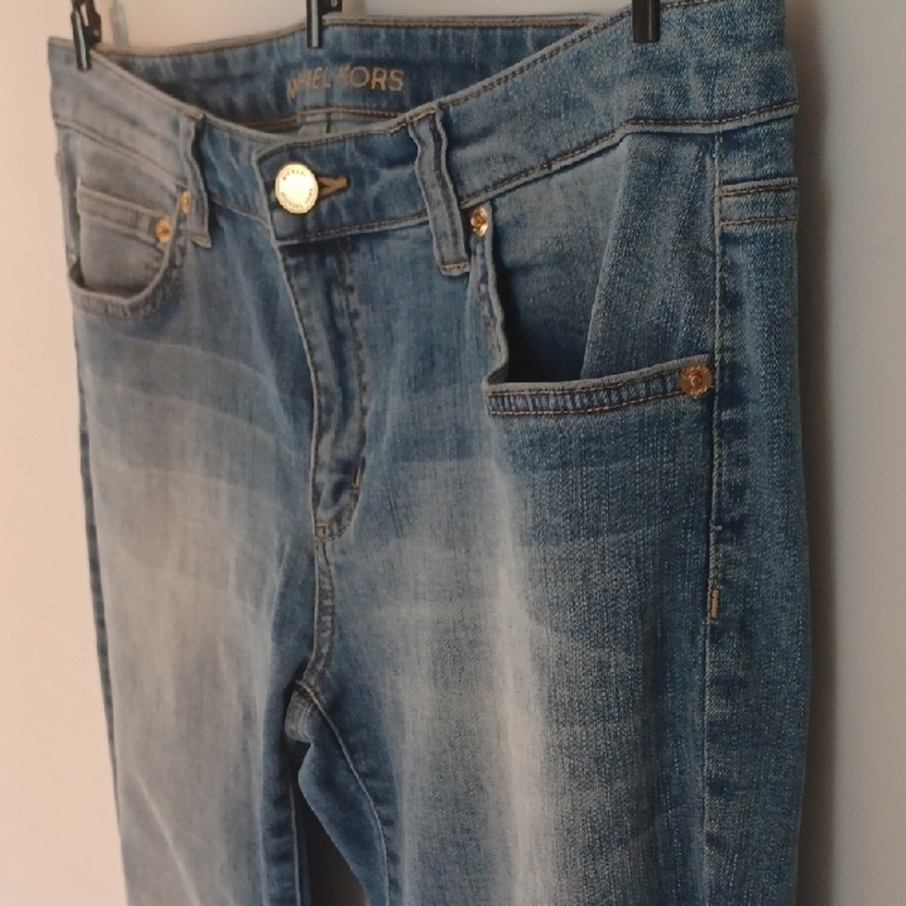 Michael Kors Blue Gold Cropped Jeans, 12/14 - Picture 4 of 7